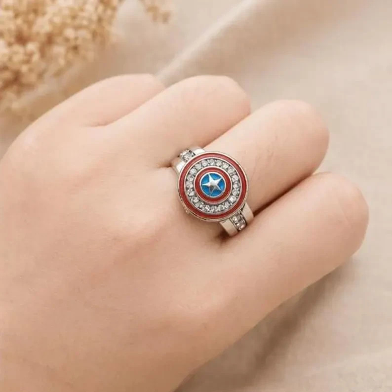 Bold Superhero Inspired Shield Ring | Unisex Statement Jewelry | Great Gift Idea