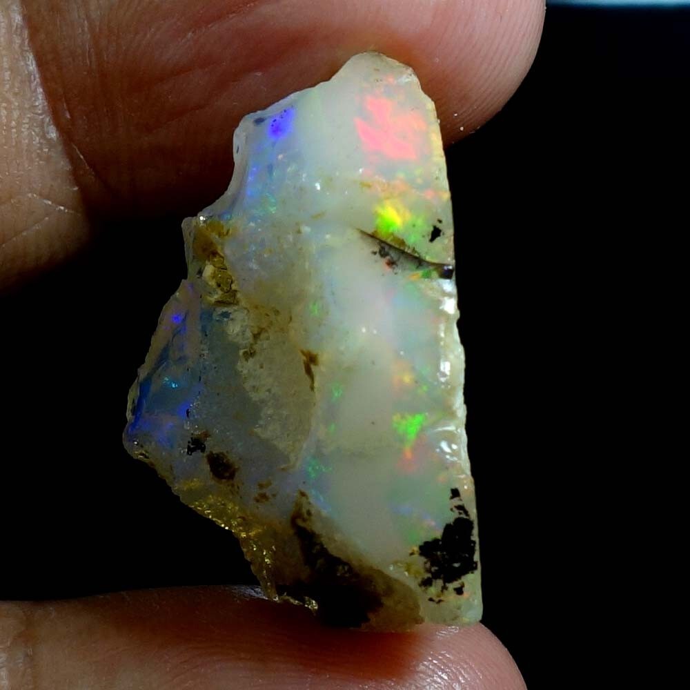 24.35 Ct 100% Natural Ethiopian Crystal Black Opal Play Of Color Rough Specimen