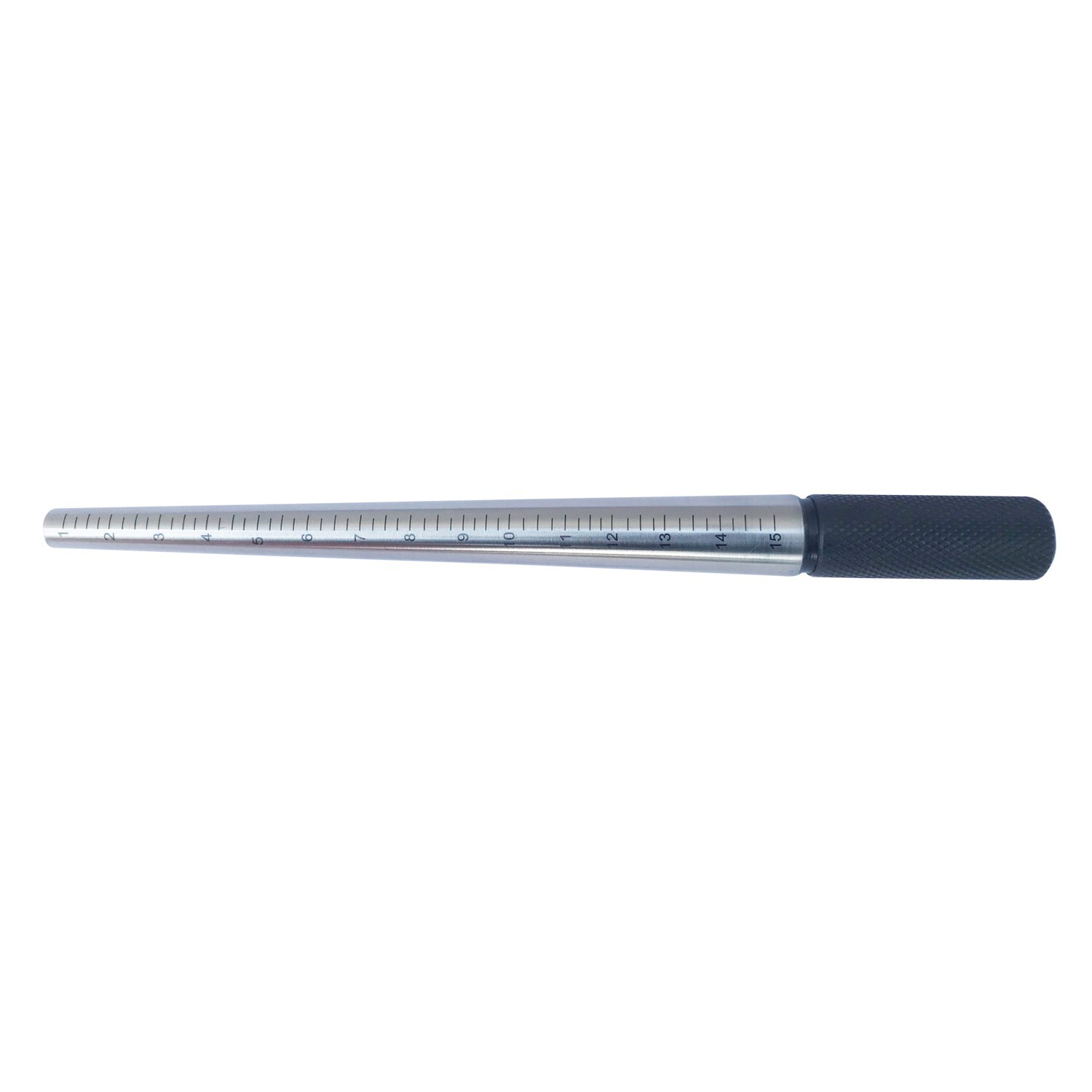 13″ Ring Mandrel Steel Grooved 1-16 with Black Knurling Handle – Jewelry Tool