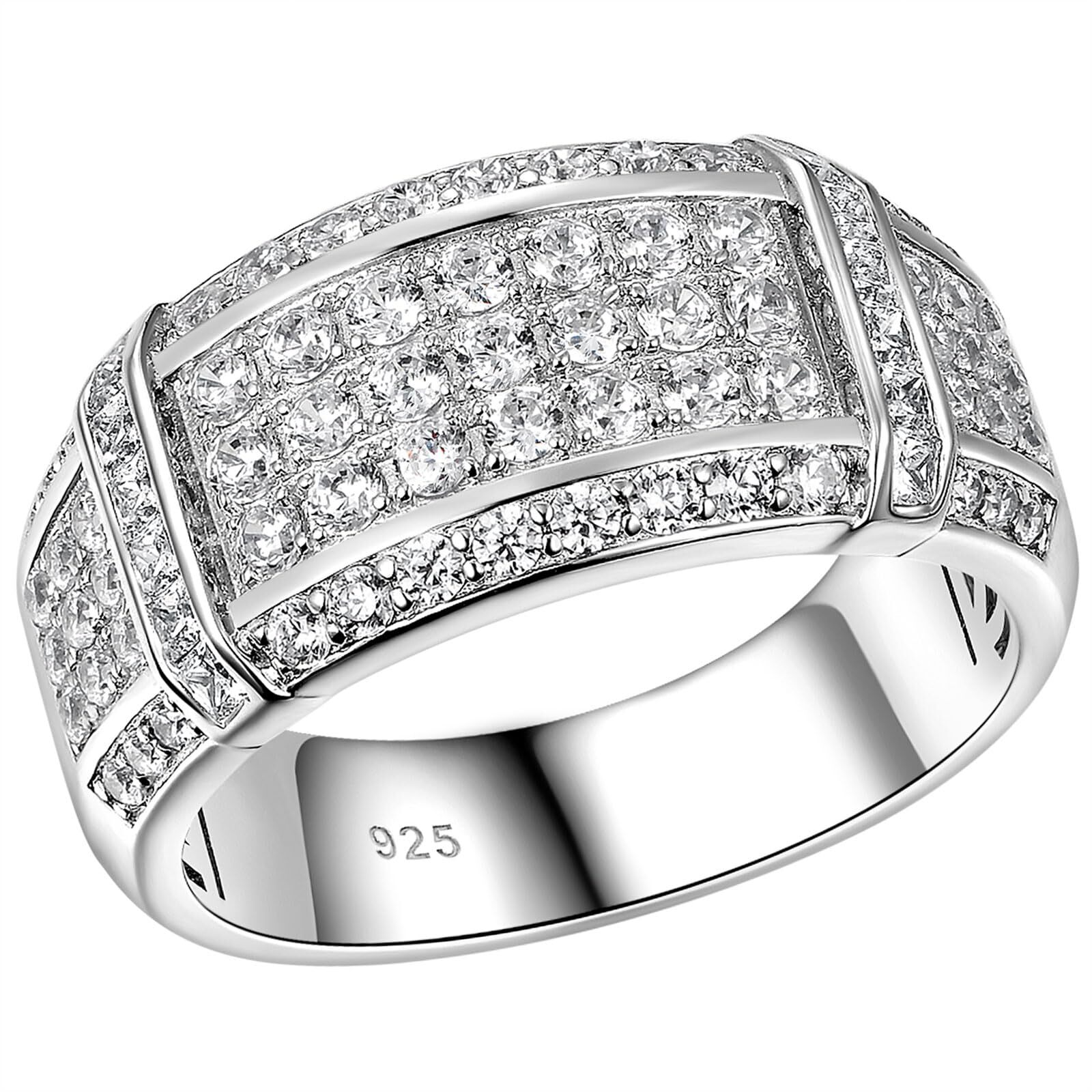 Mens Wedding Ring Sterling Silver Mens Engagement Ring Band Promise Ring Sz7-14