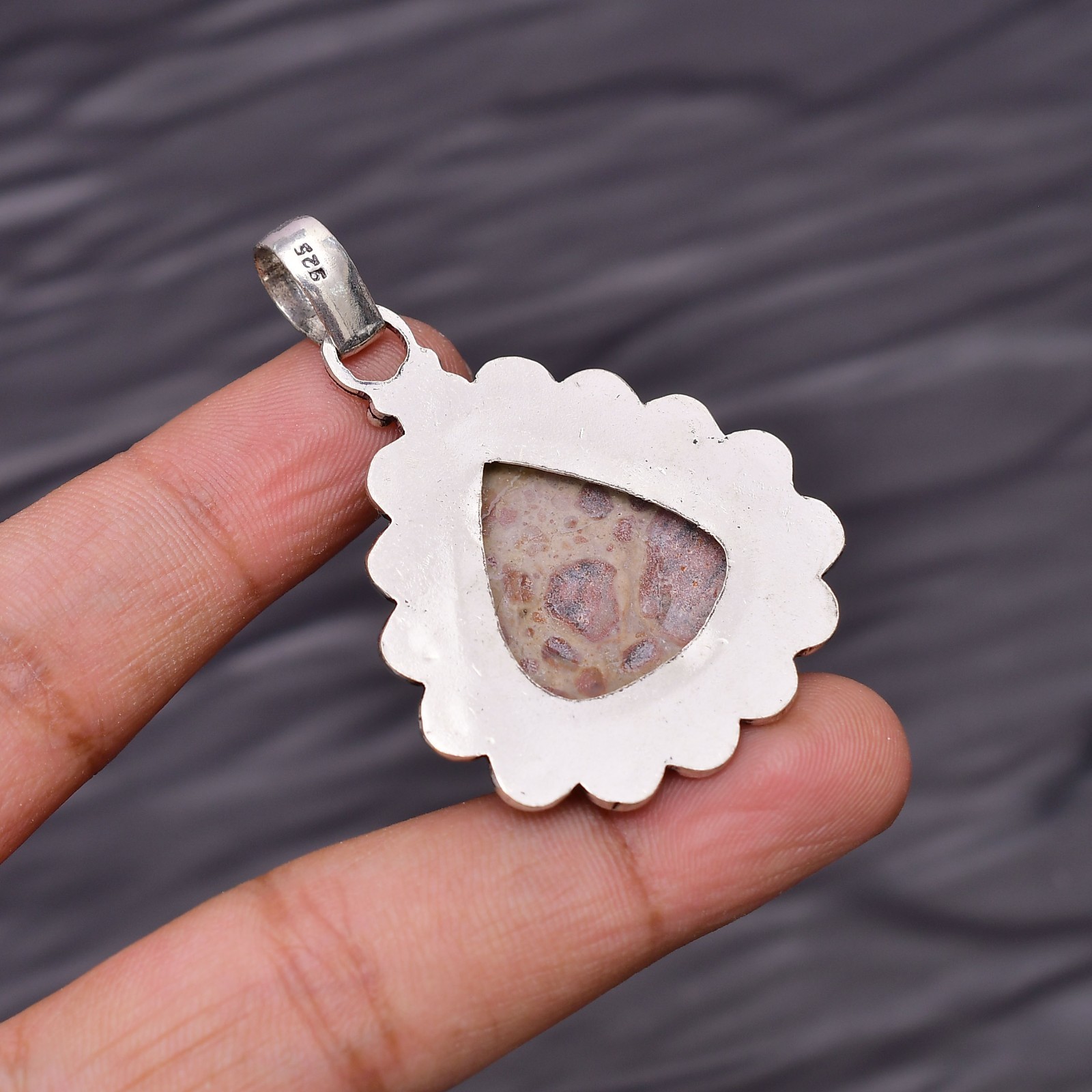 Asteroid Jasper Gemstone 925 Sterling Silver Jewelry Pendant 1.92″