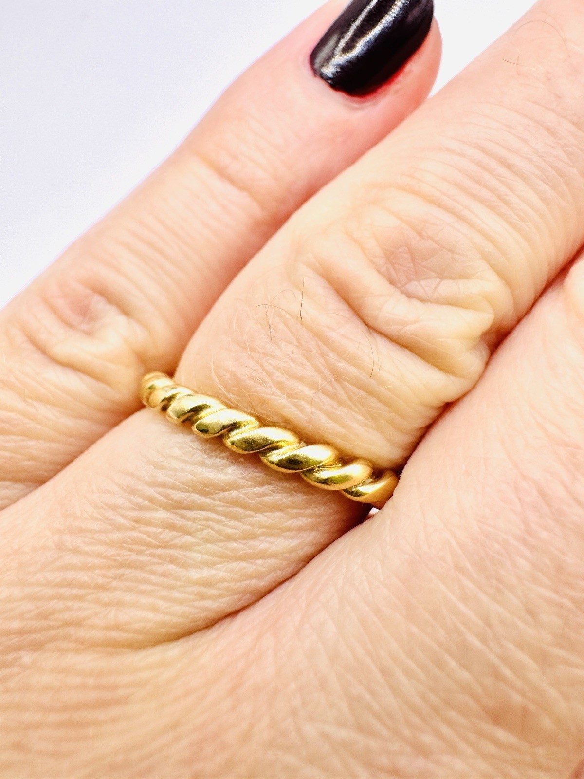 Authentic Pandora 14K Yellow Gold Twisted Rope Band Ring 585 ALE Size 7.5, 2.8g