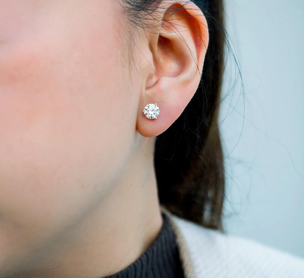 2 Carat IGI GLI HRD Lab Grown Diamond 14k Yellow Gold Round Womens Earrings Stud