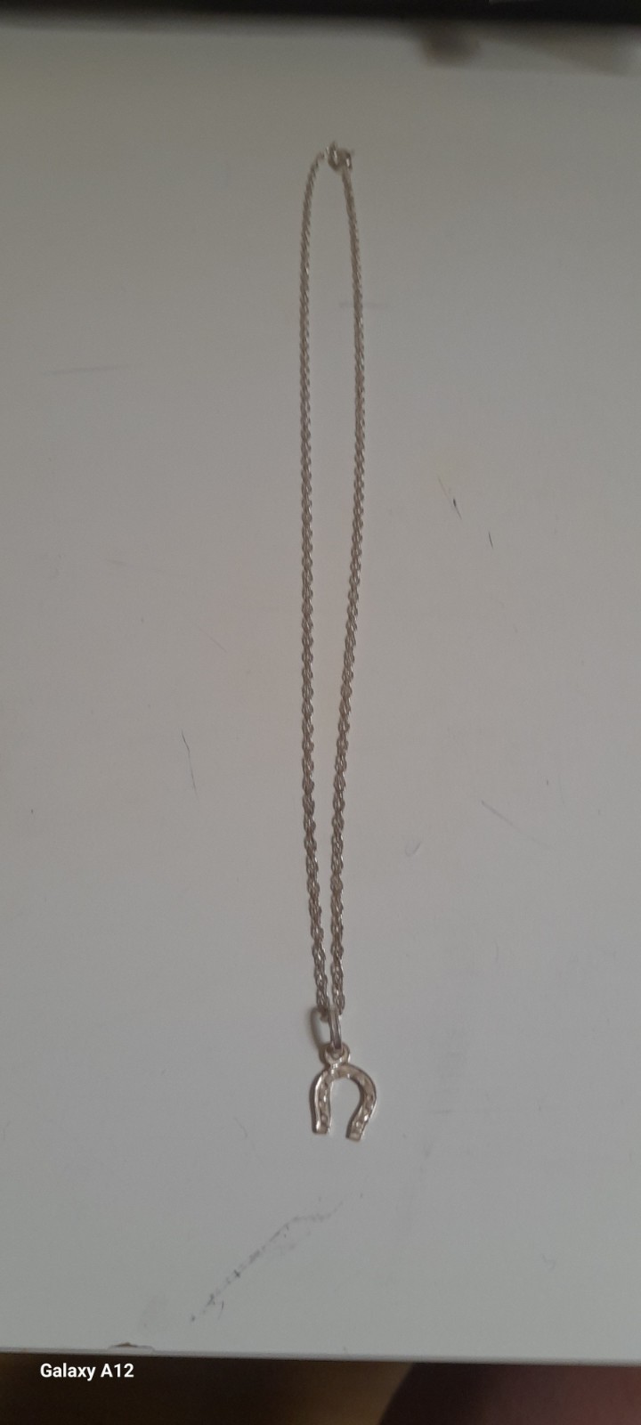 Sterling Silver Necklace W Horseshoe Pendant 40 Cm Or 16 Inch