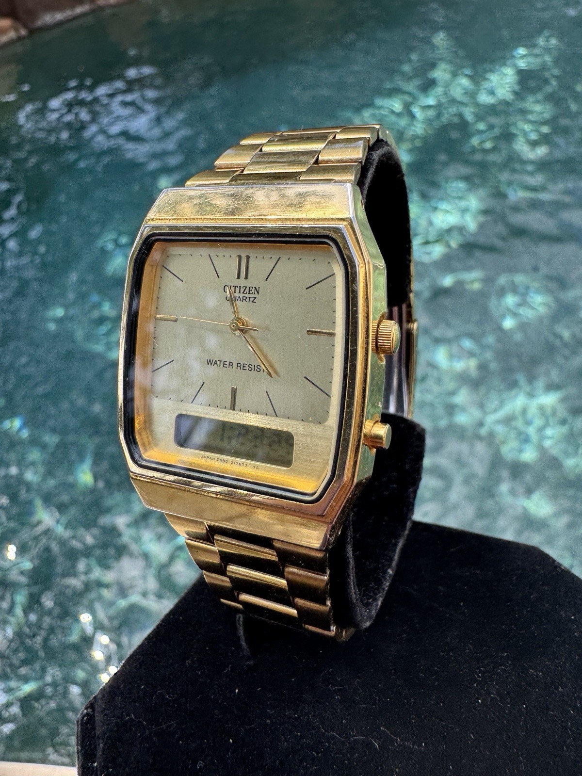Citizen Quartz Vintage Analog-Digital LCD Gold Tone 31mm | Alarm Chrono Date