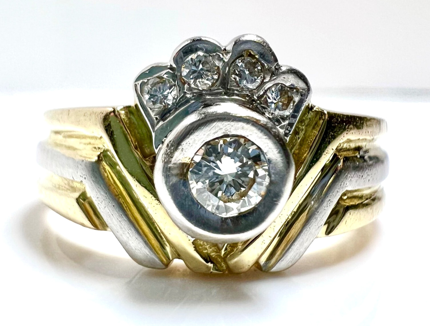 Ring 585 White Gold Gold 0.18 ct. Diamonds Size: 54 / 17.2mm Changeable 4.6g