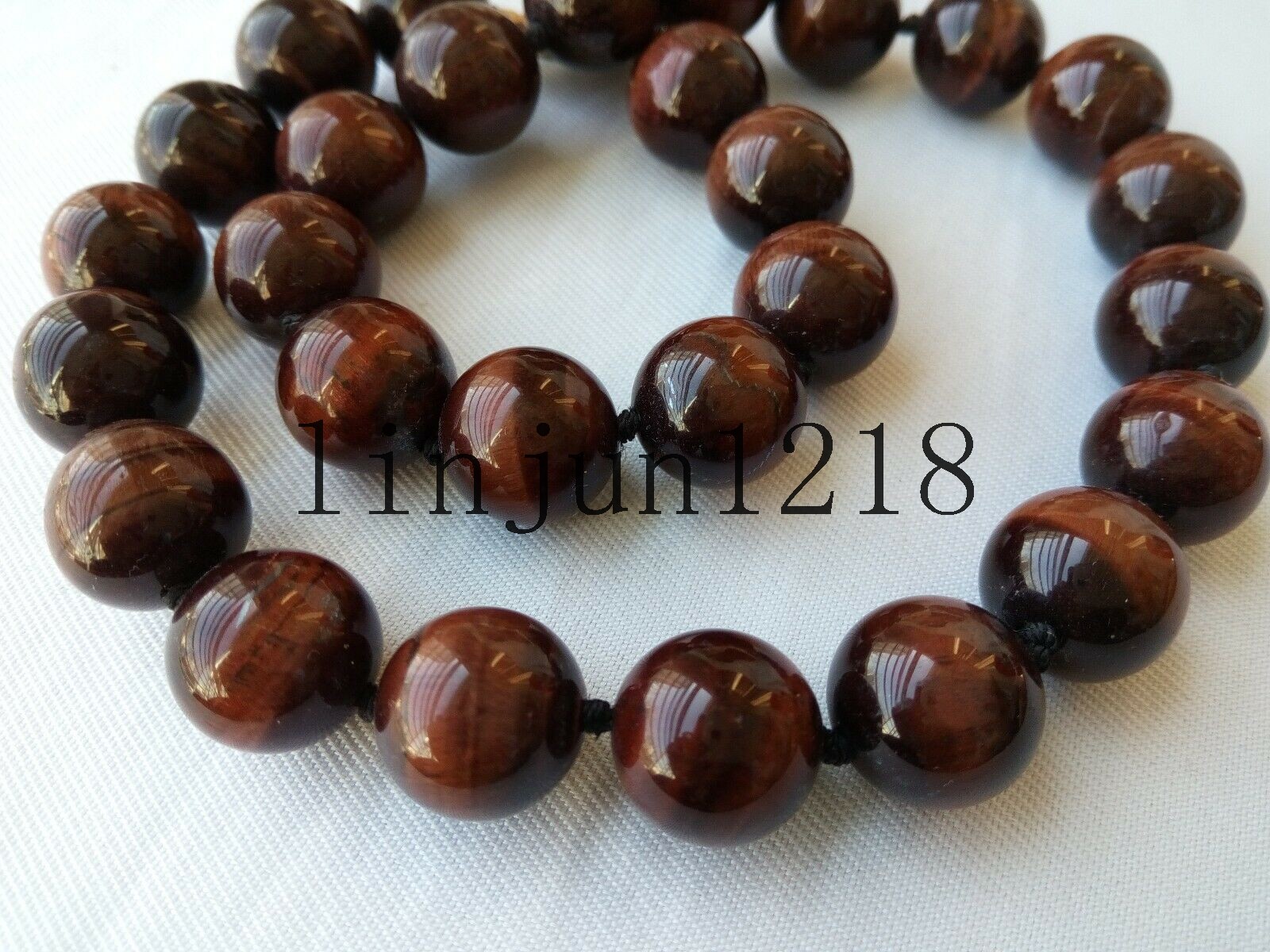 Huge 20mm 100% Natural Red Tiger’s Eye Gemstone Beads Necklace 18” AAA