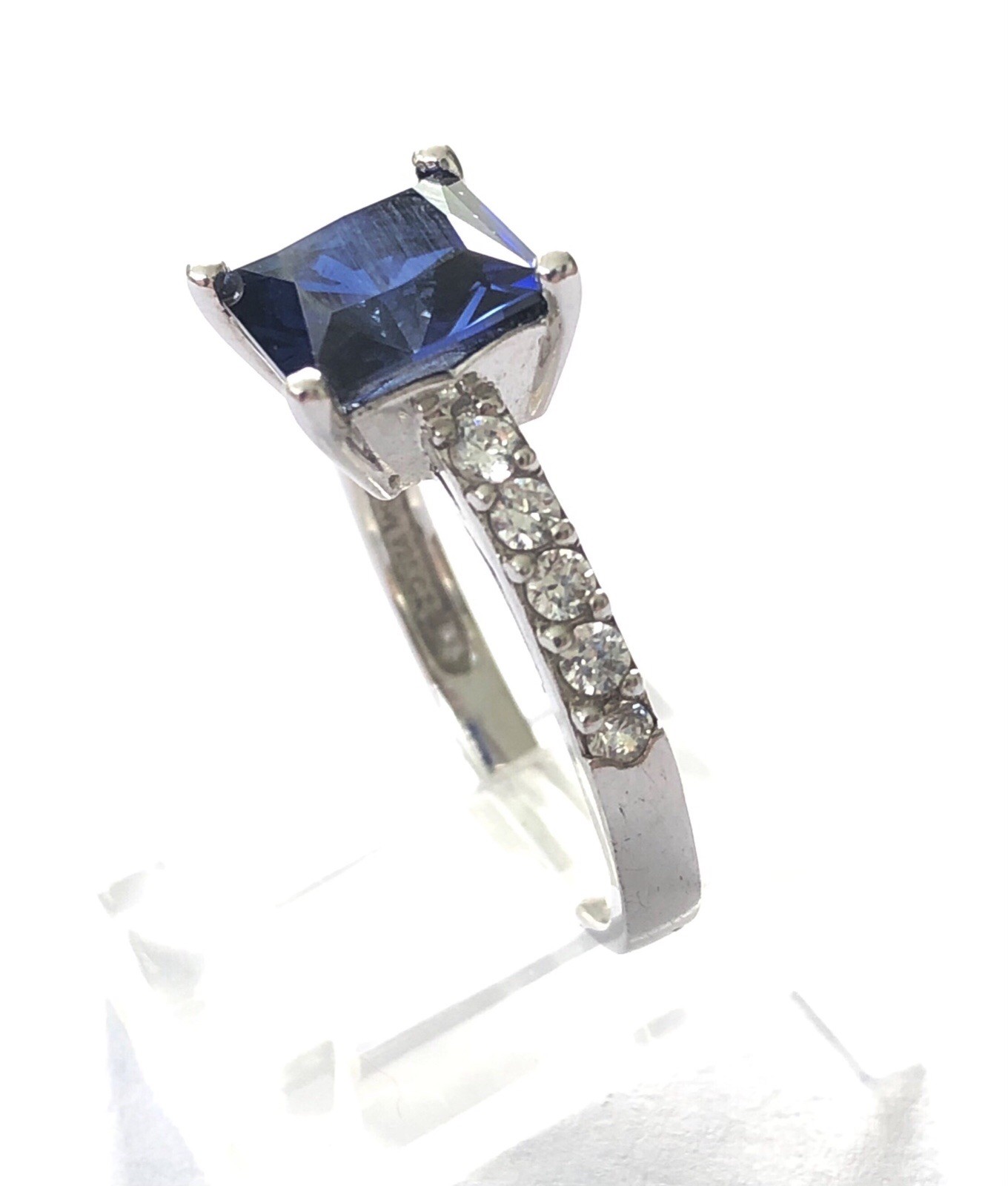 Sterling Silver Ring And Blue Stone Ring Size 8.25