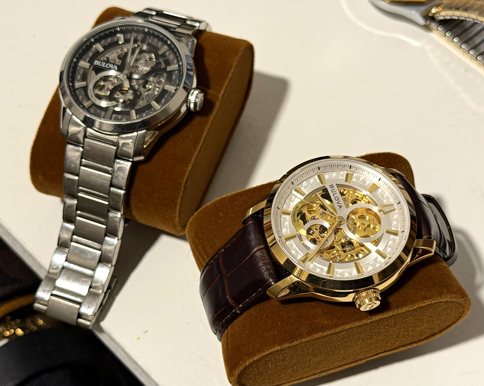 Bulova Men’s Automatic Skeleton Dial Steel & Sutton Silver and Gold Watches (2)