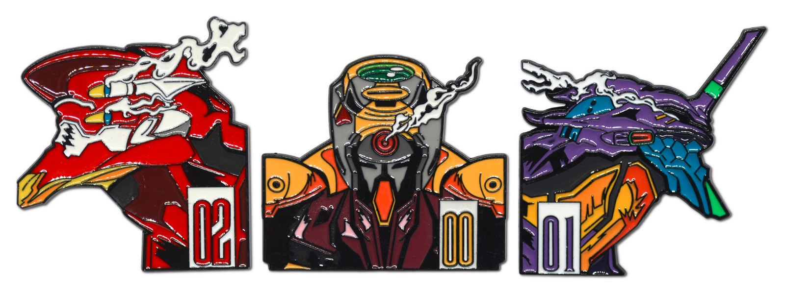 Neon Genesis Evangelion EVA Unit 00 Unit 01 Unit 02 Soft Enamel Pins 3pc Set