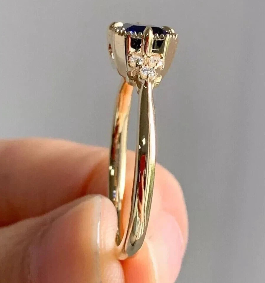 2Ct Emerald Lab-Created Sapphire Women’s Engagement Ring 14K Yellow Gold Plated