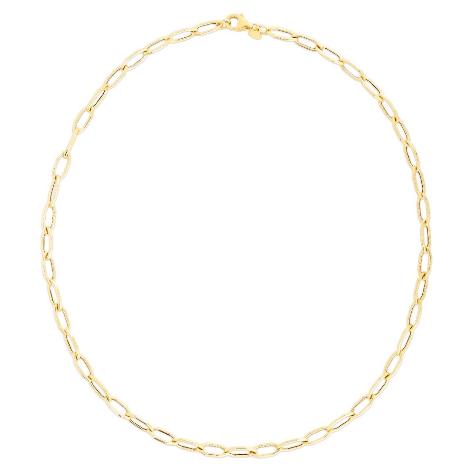 14K Yellow Gold 5mm Hexagon Chain Necklace 18″