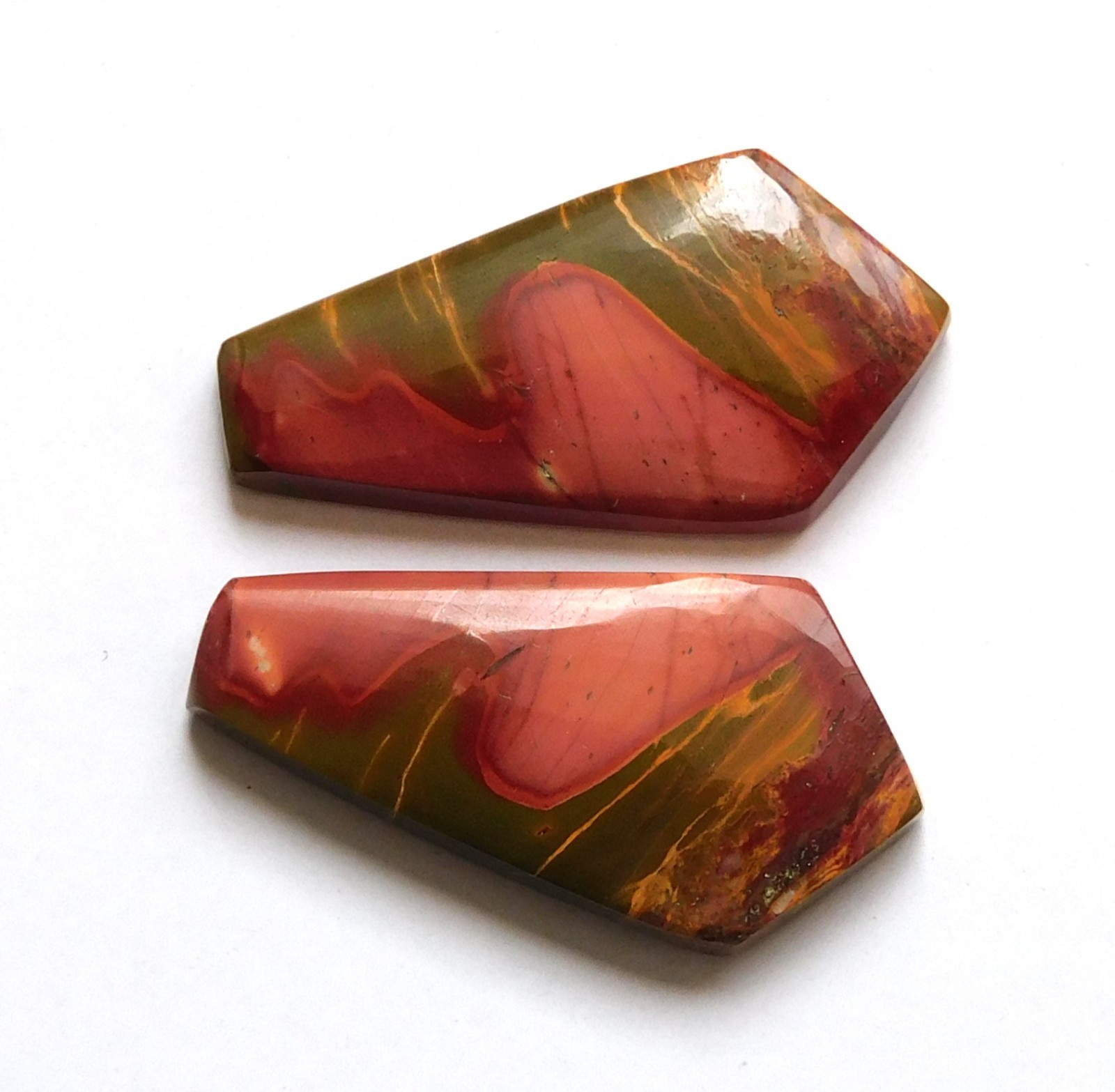 28.40Cts Natural Cherry creek Jasper(29.6mmx15.2mm each)Cabochon Match Pair YA34