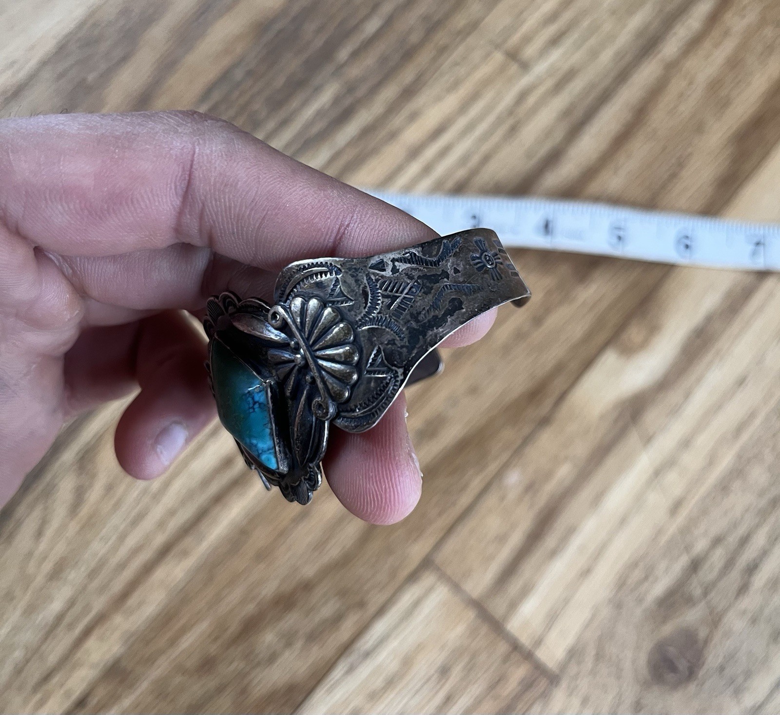 Vintage Maisels Fred Harvey Style Cuff Turquoise Sterling Silver Navajo