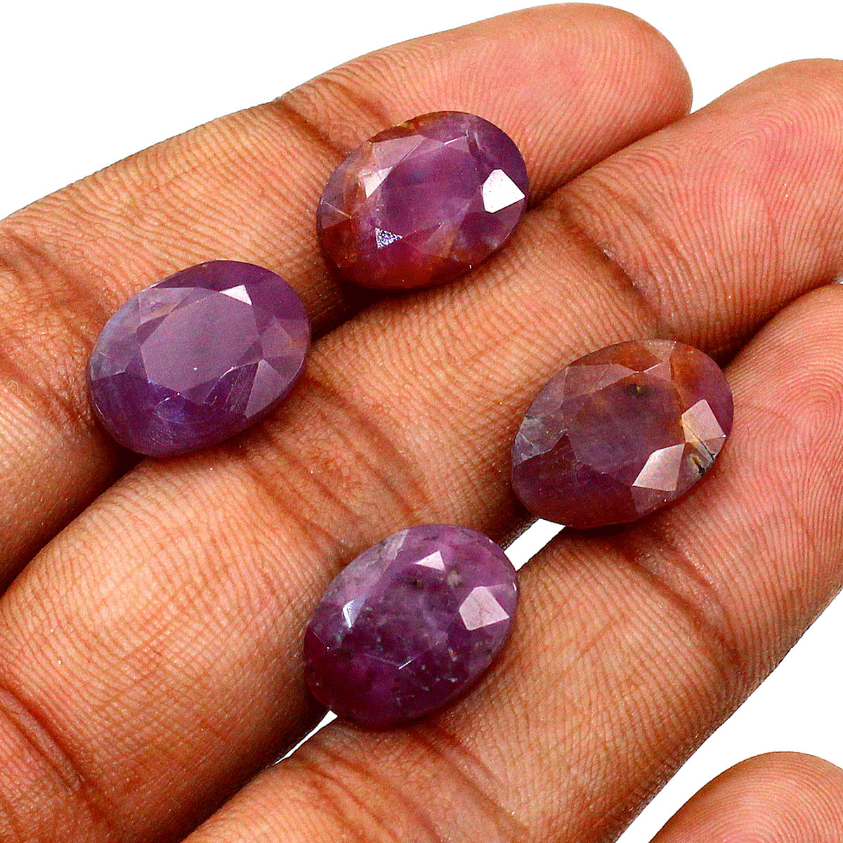 4 Pcs Natural African Ruby Untreated 14.7mm-15.7mm Oval Cut Loose Gemstones Lot