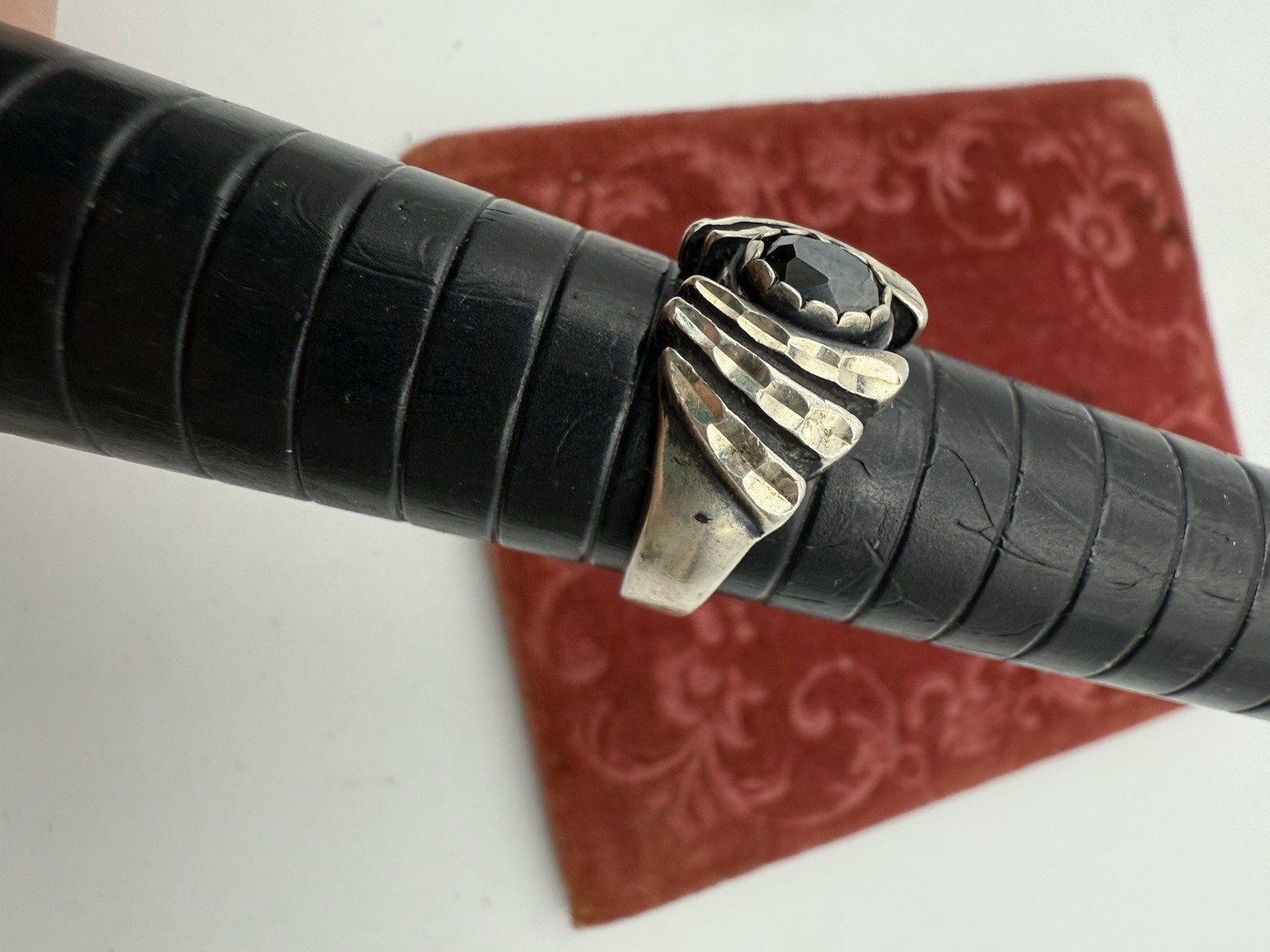 VTG Sterling Silver & Hematite Ring Size 6.25 Signed Wheeler J133