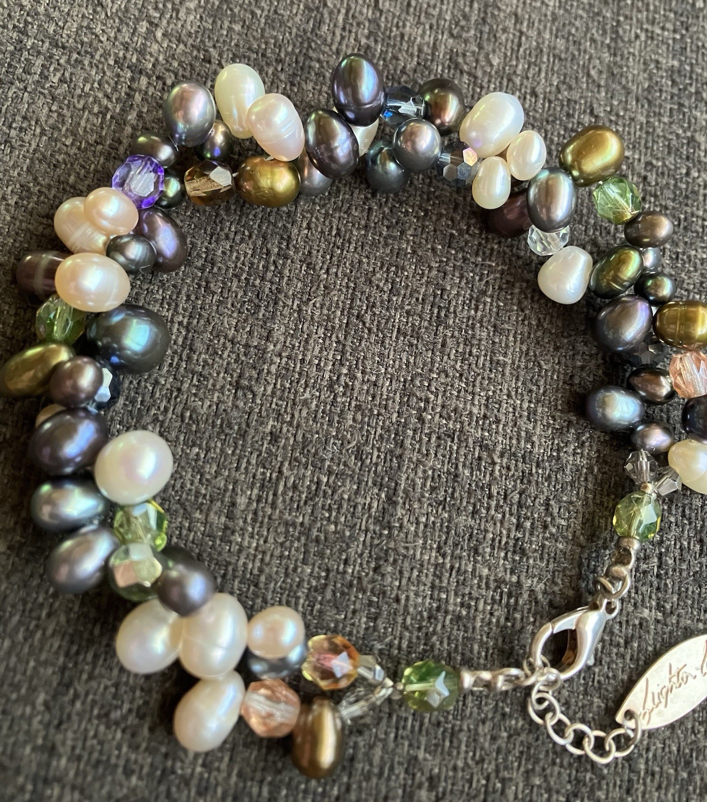 Leighton Lam Signed, Freshwater Pearl Beaded Bracelet, 10 Inches, Adjustable