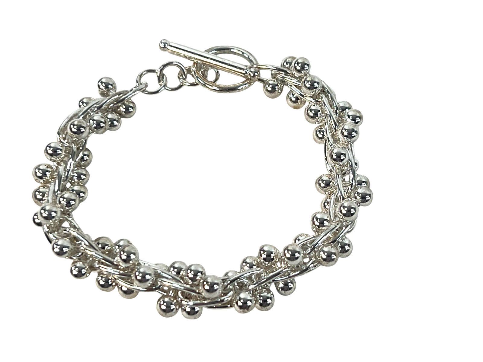 white copper silver tone DNA bracelet wears like sterling sz 7/8