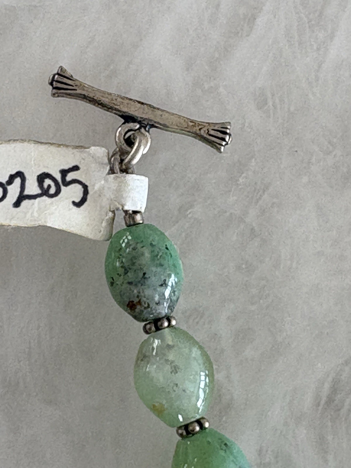 CHRYSOPRASE BEADED NECKLACE – Sterling Silver 925 – Artisan Shell Tag – NEW