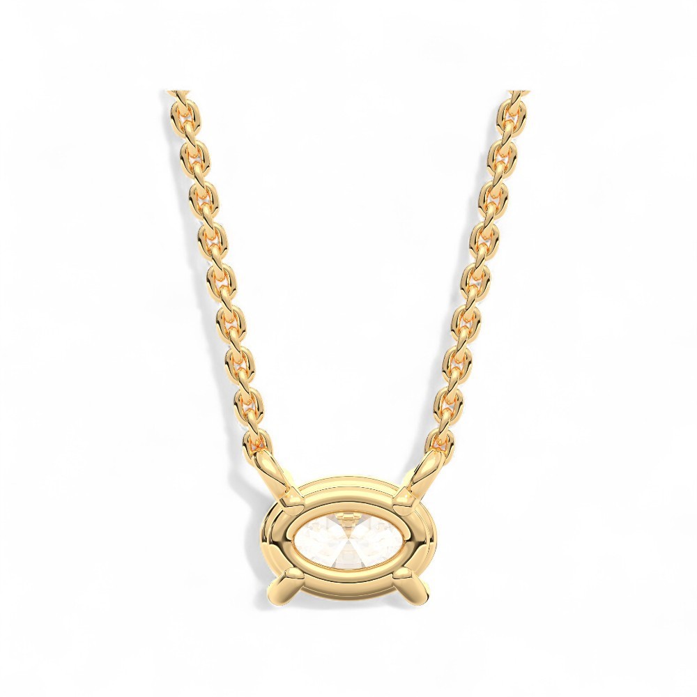 0.25Ct Oval Moissanite Pendant Necklace 925 Silver/10K 14K Gold 18″ Solitaire