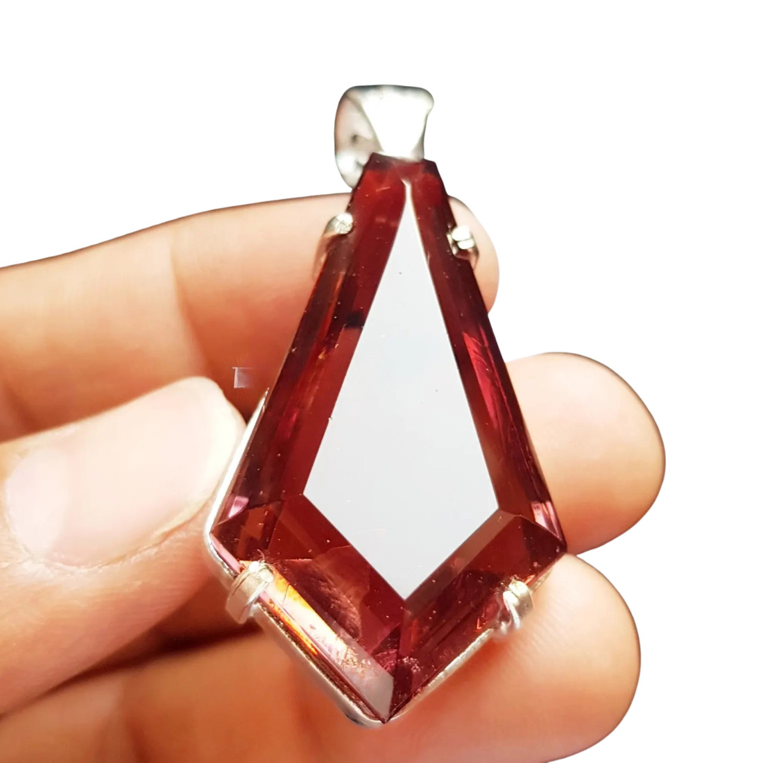 70+ Ct Color Change Alexandrite Pink Nano Pendant Necklace German Silver