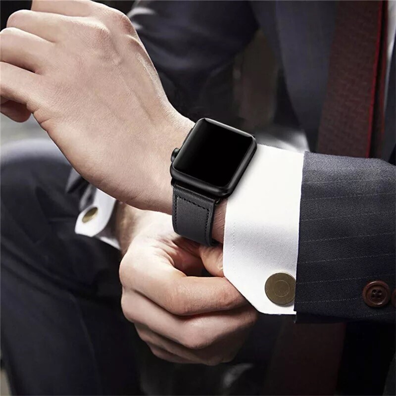 Genuine Leather Apple Watch Band For iWatch Series 8 7 6 5 4 38/40/41/42/44/45