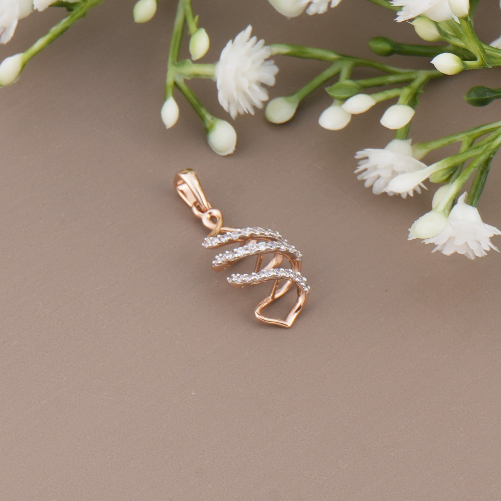 18k Rose Gold DNA Necklace Set, Pendant , CZ Diamonds: Jewelry Gift