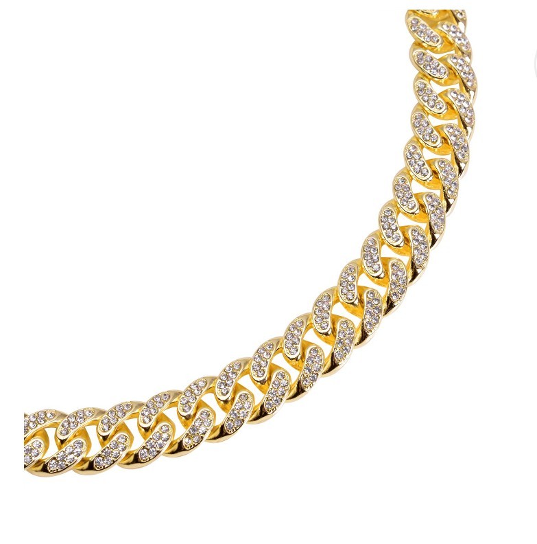 Austrian Crystal Curb Link Necklace Goldtone Over brass 18.5-22.5 Inches