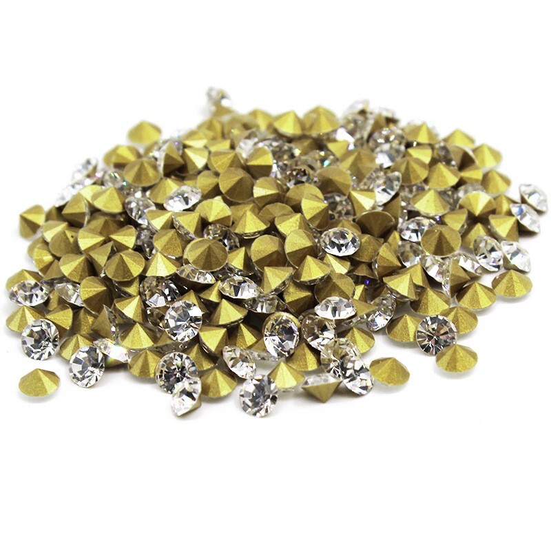 10 Bag Faceted Glass Pointed Rhinestone Findings Back Plated 1.9~2mm 1440pcs/Bag