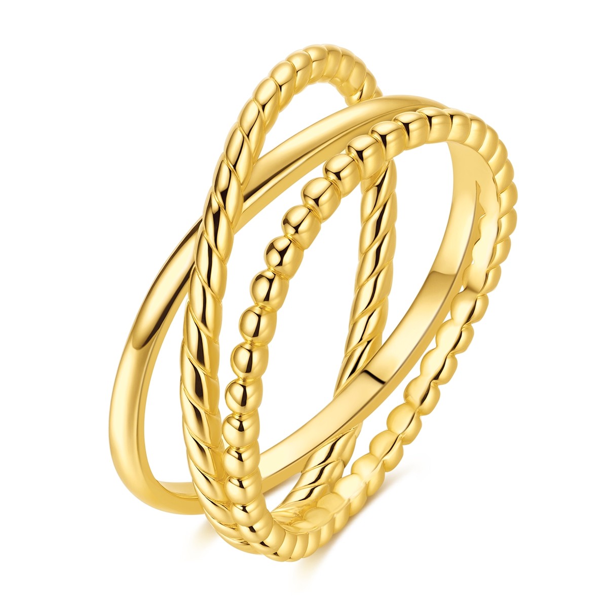 LAZA Twisted 925 Sterling Silver Ring AAA CZ Cross Design Band Gift for Her