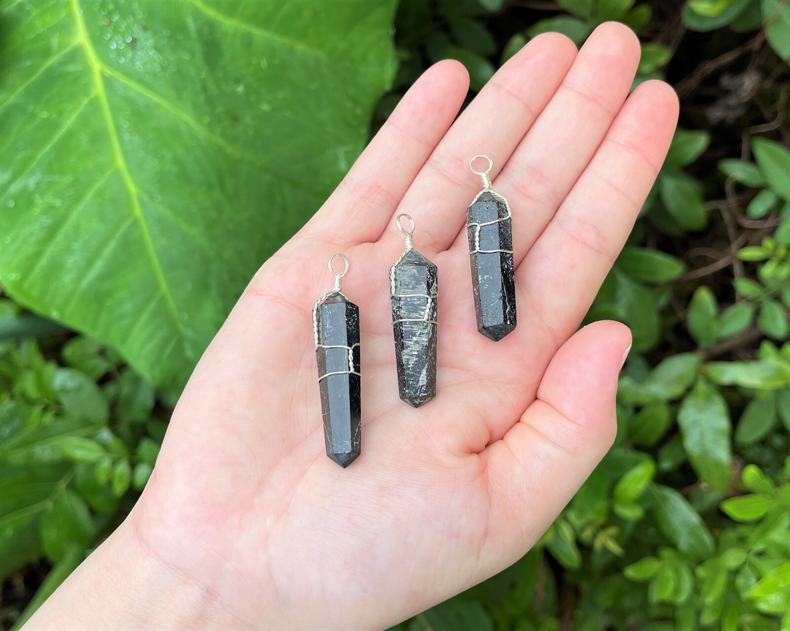 Black Tourmaline Wire Wrapped Point Pendant / Necklace (Crystal Point Pendant)