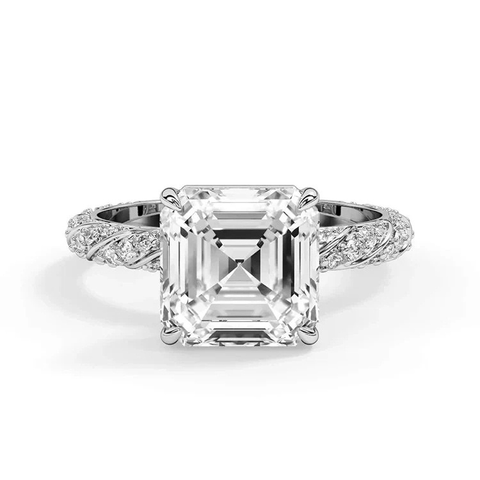 6.50 Cts. Octagon Shape White Diamond Ring In 925 Sterling silver – Tariff Free