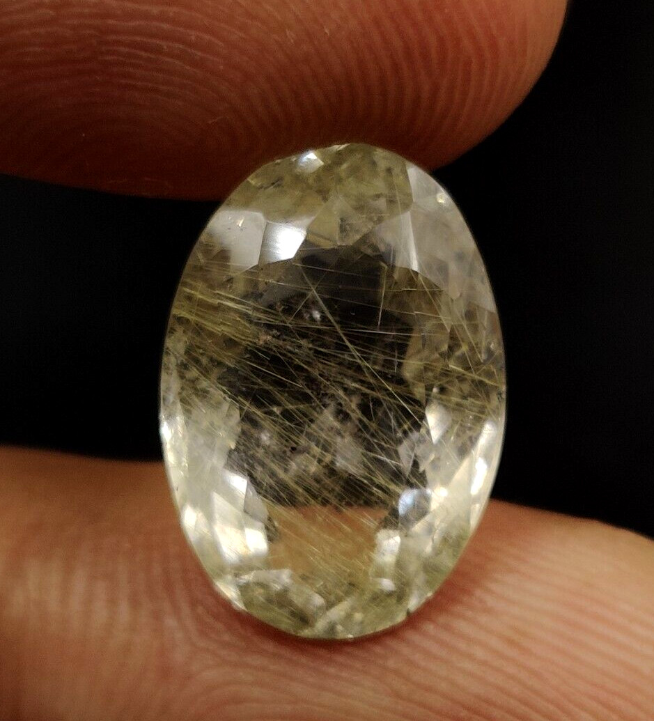 9.2 Ct Natural Rutilated Quartz Gemstone 16.7X11.6X8mm Oval Faceted Cut W222