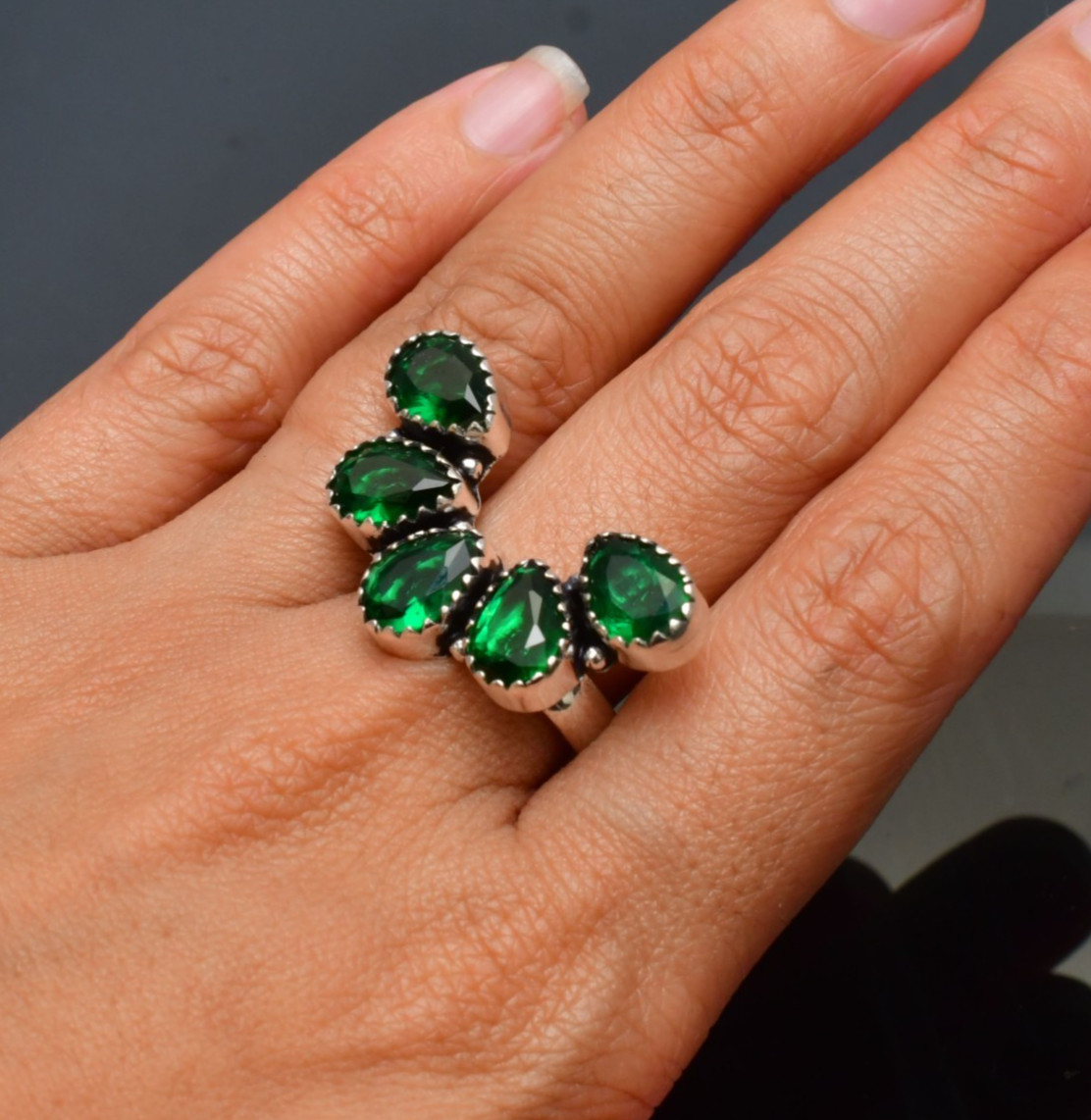 Chrome Diopside Gemstone 925 Sterling Silver Handmade Jewelry Ring All Size