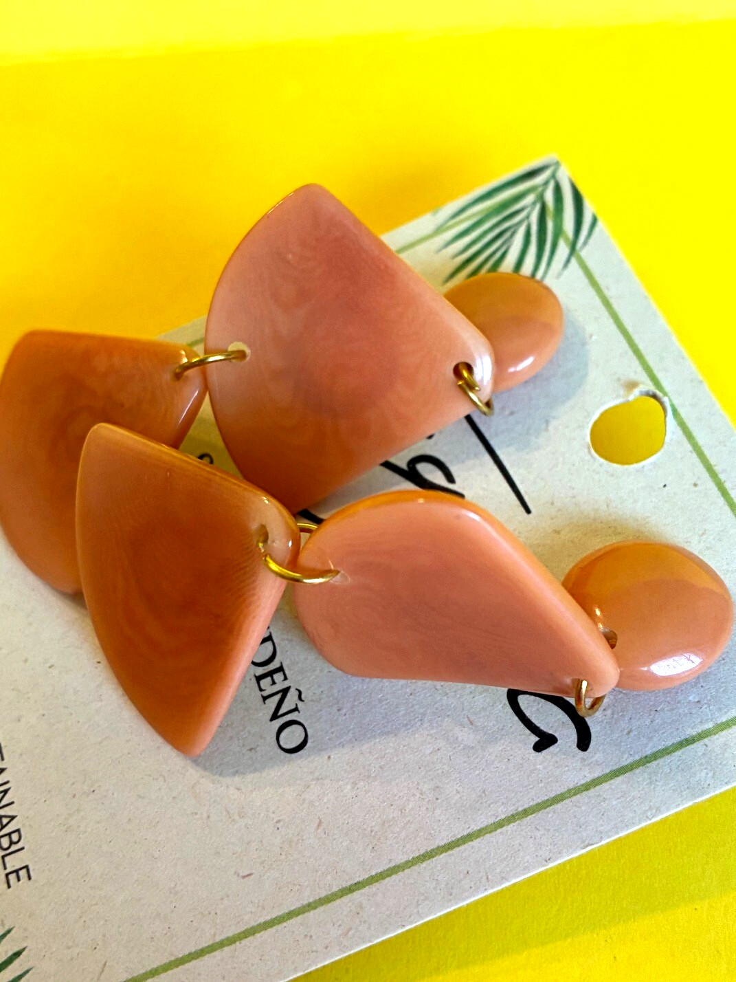 Tagua Nut Drop Earrings, Handmade Ecuador “Maeve” TR-5
