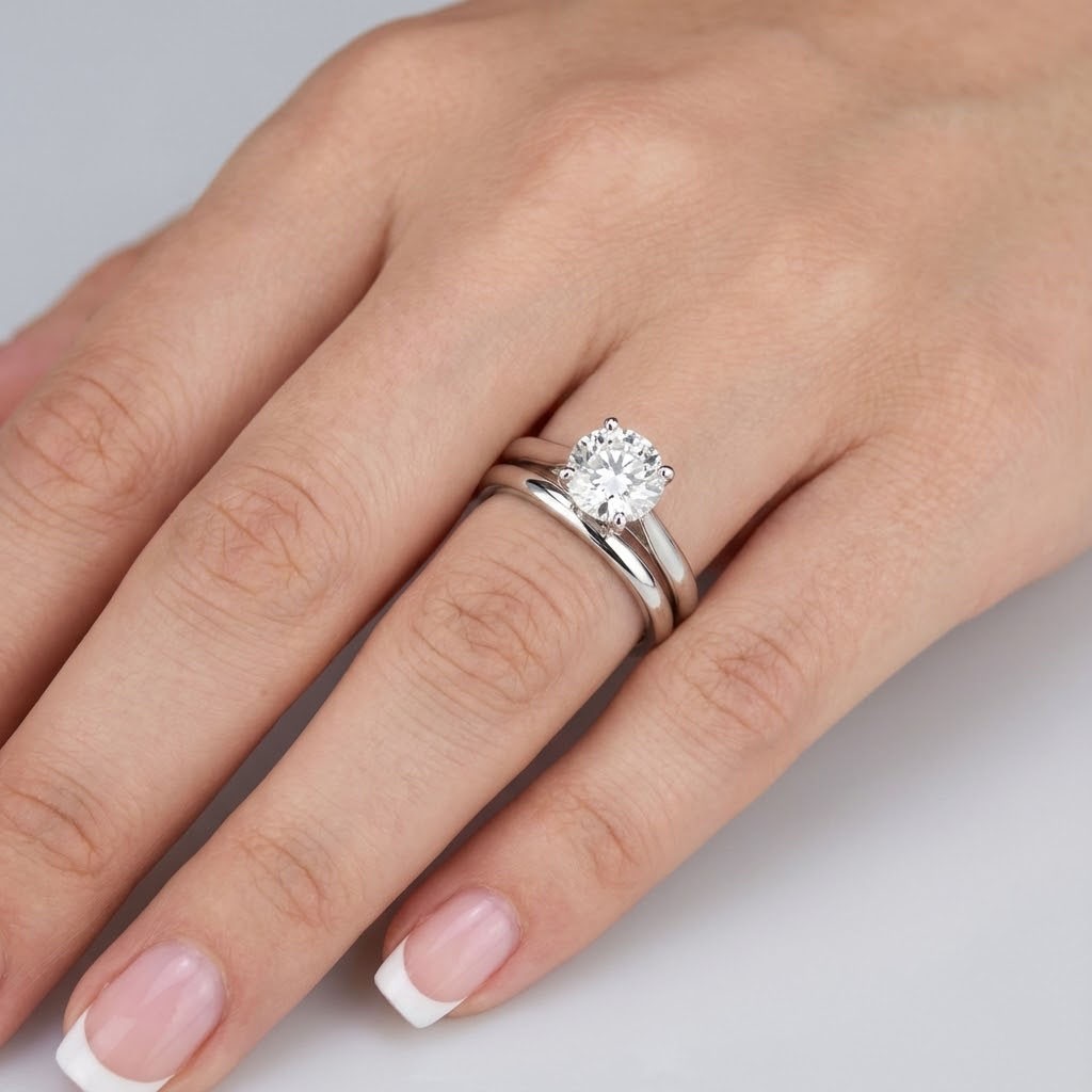 Solitaire Engagement Ring Set 14K Gold 2.52 Carat Round Lab-Grown Diamond E SI1