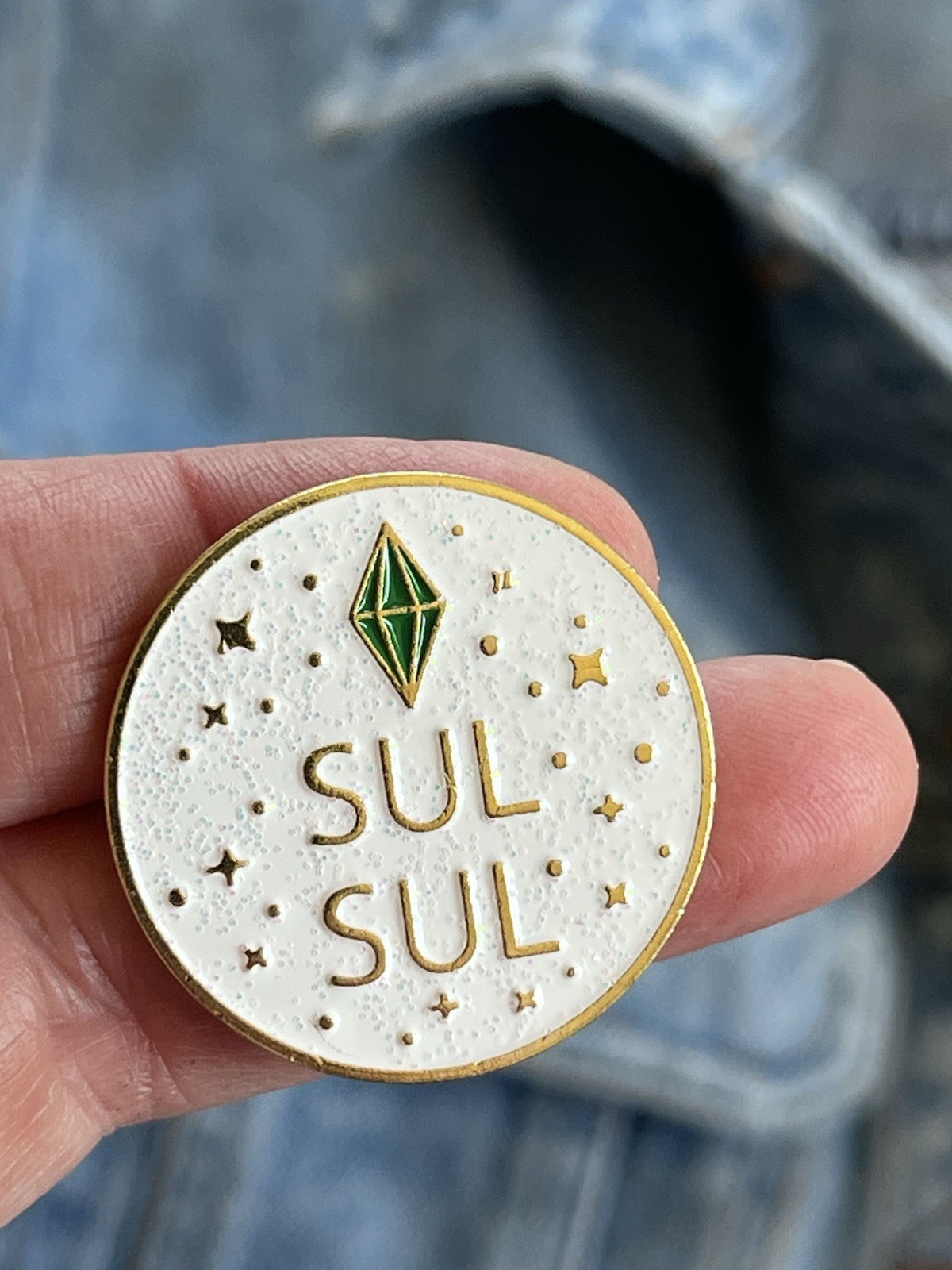 The Sims – “Sul Sul” Funny Simlish Video Games Gold Plated Glittery Enamel Pin