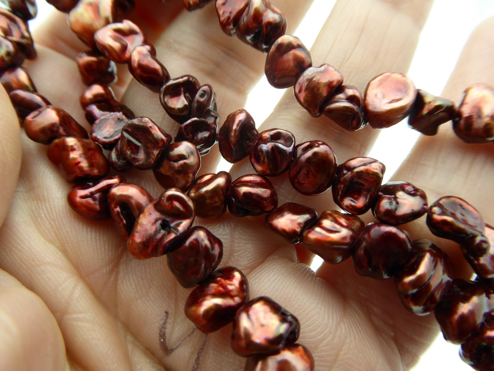 Freshwater Keishi Pearls Burgundy Red Maroon 7-8mm Beads 15.5″ Strand Bargain