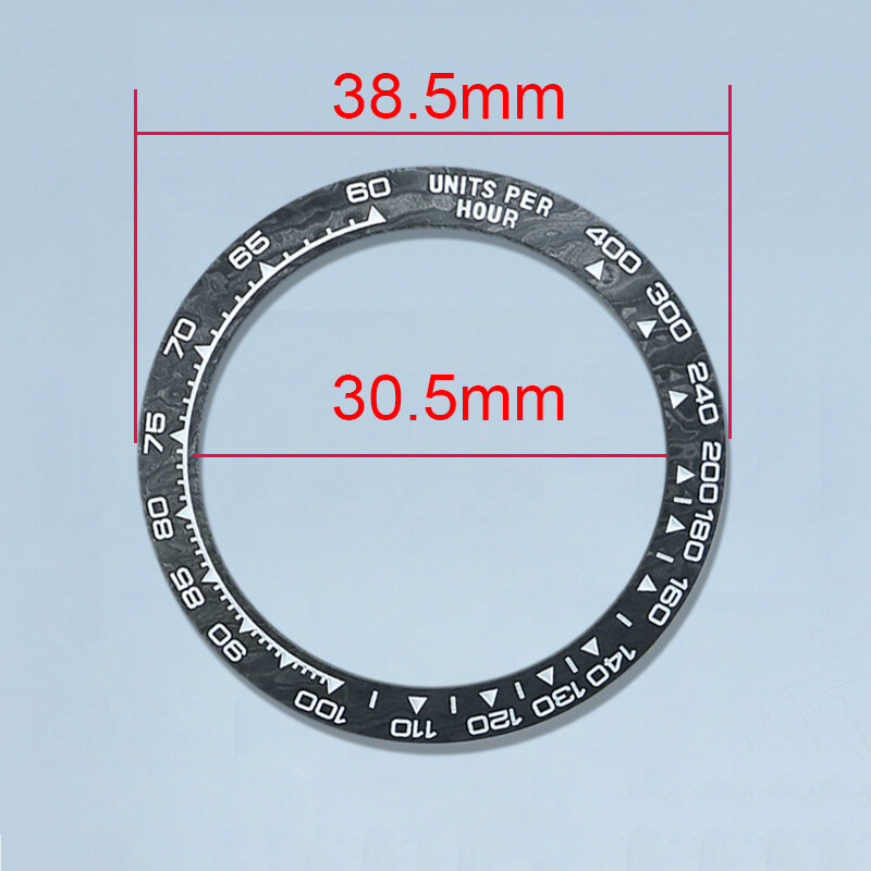 38.5×30.5mm Black Daytona bevel Carbon Fibre Bezel Watch chronograph bezel
