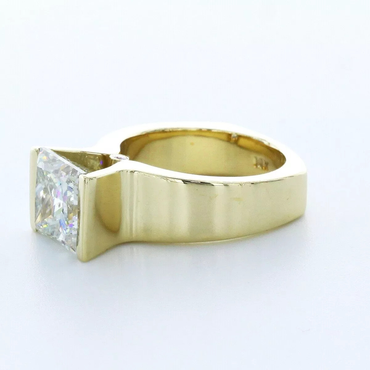Side Stone Engagement Ring 14K Gold 4.13 Carat Princess Lab-Grown Diamond G VS1