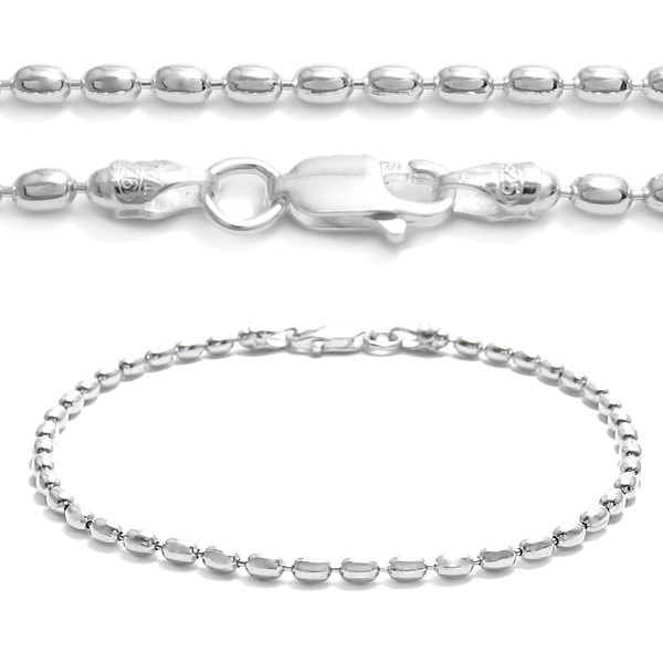 925 Sterling Silver 3mm Oval Bead Chain Necklace or Bracelet 300 Gauge
