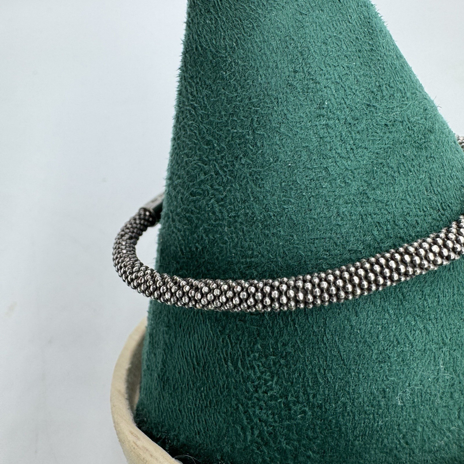925 sterling silver bracelet ball beaded chain magnetic clasp 18.5cm
