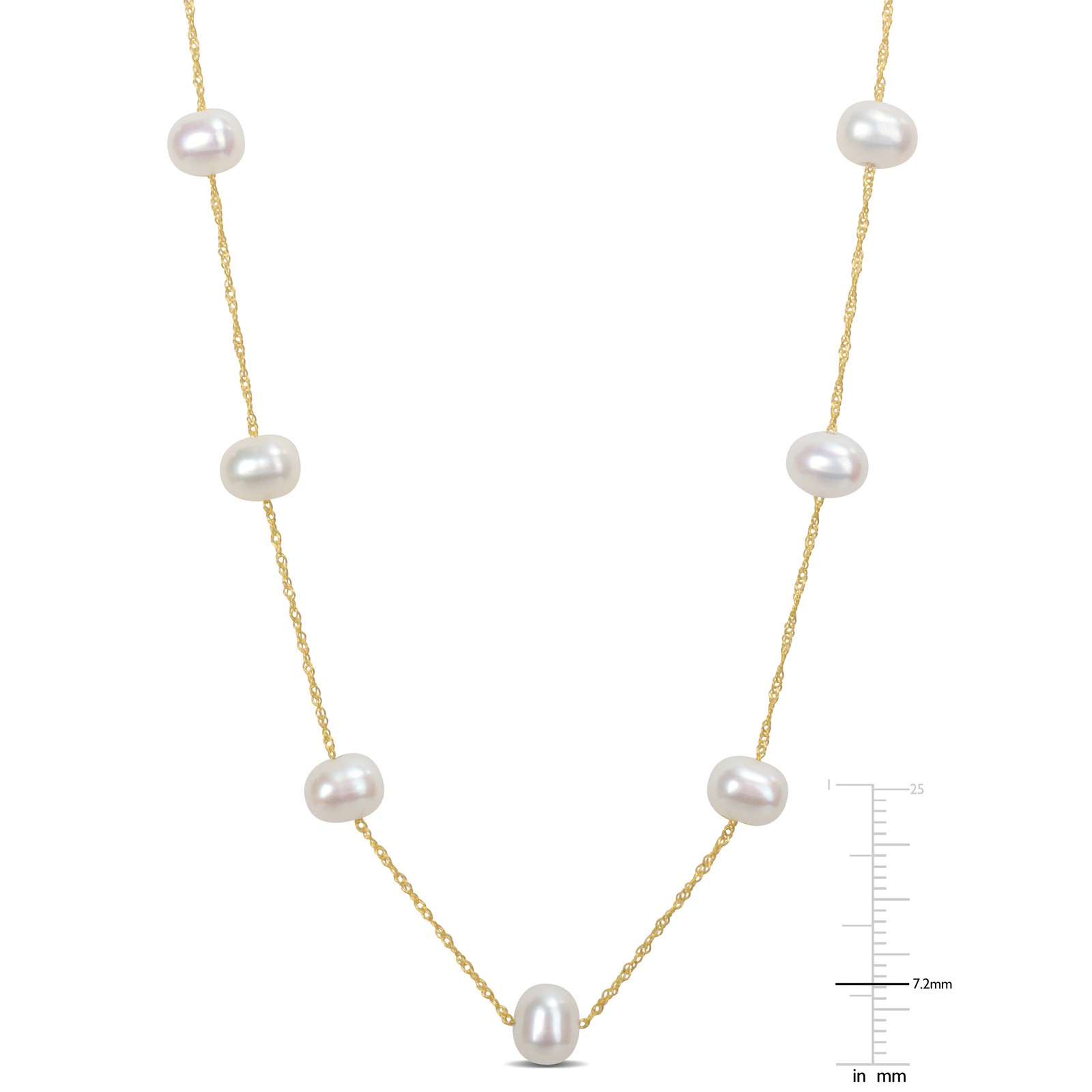 Amour 10k Yellow Gold 5.5-6 mm White Cultured Freshwater Pearl Tin Cup Necklace