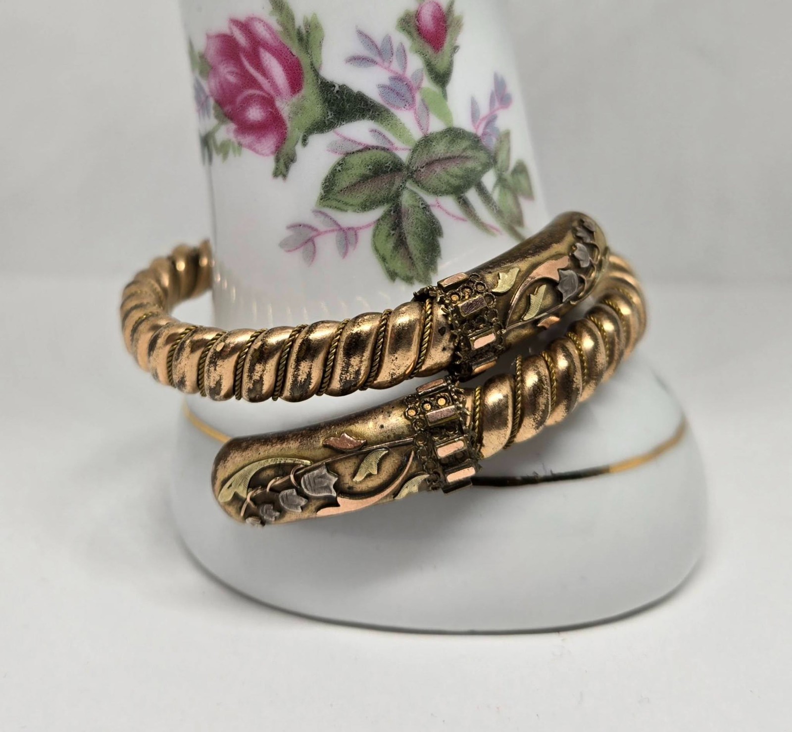 Antique Victorian Etruscan Revival bypass bracelet circa 1870s – 1880s