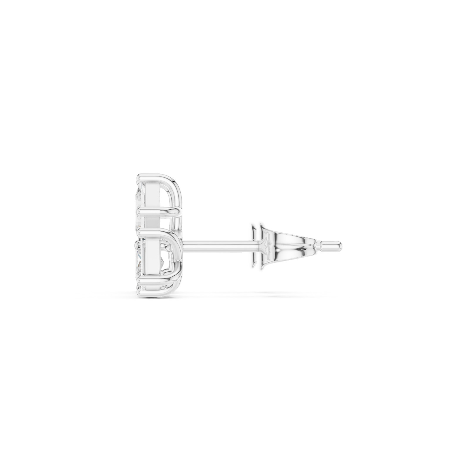 Princess Cut Natural VVS1 D Diamond Flora Cosmos Studs Earrings 14k Gold Over