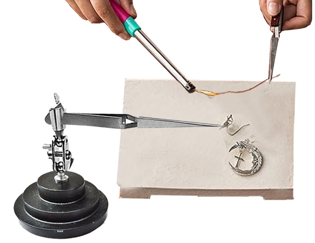 Third Hand Base & Cross Locking Tweezer 3rd Helping Jewelry Soldering Bench Tool