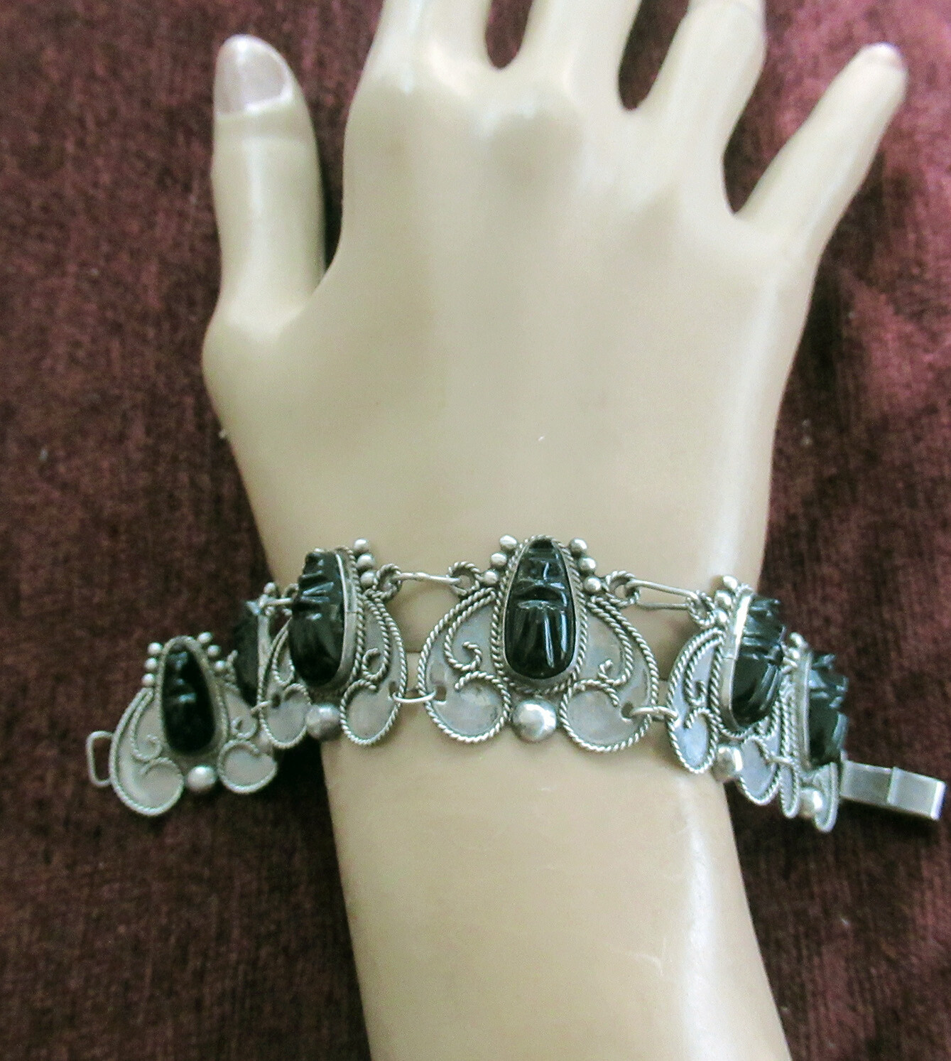VINTAGE MEXICO STERLING BRACELET – 6 1/4 INCH WRIST, 1 INCH WIDE