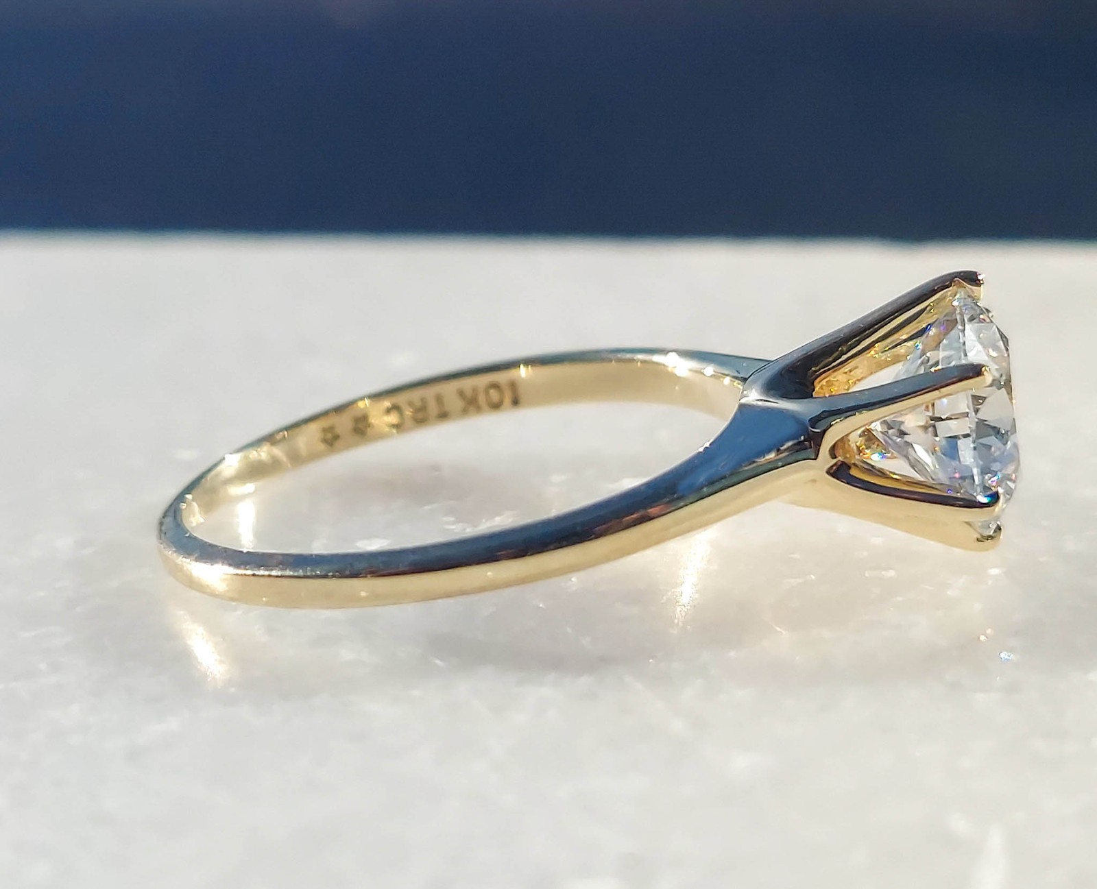 Engagement ring Size 5.75 10k gold ring, 1.26 carat certified. Solitaire ring