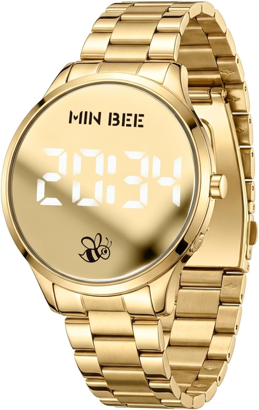 Stylish 40mm Digital Watch – Large Display, Adjustable Stainless Steel Band