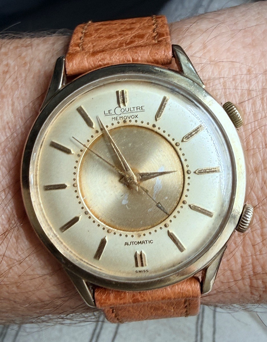 1950s JAEGER-LECOULTRE AUTOMATIC MEMOVOX ALARM ORIGINAL DIAL K815 JUMBO 38mm BOX